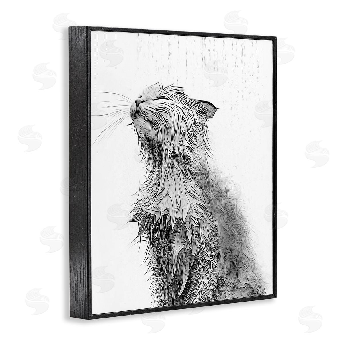 Annalisa Latella Cat Bathroom Splash Black Framed Giclee Wall Artside_