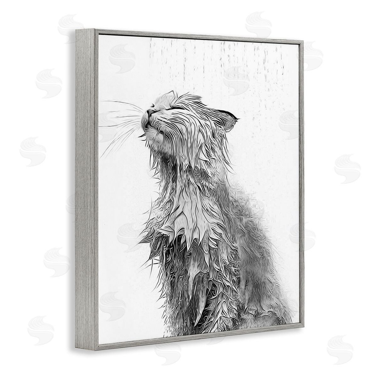 Annalisa Latella Cat Bathroom Splash Gray Framed Giclee Wall Artside_