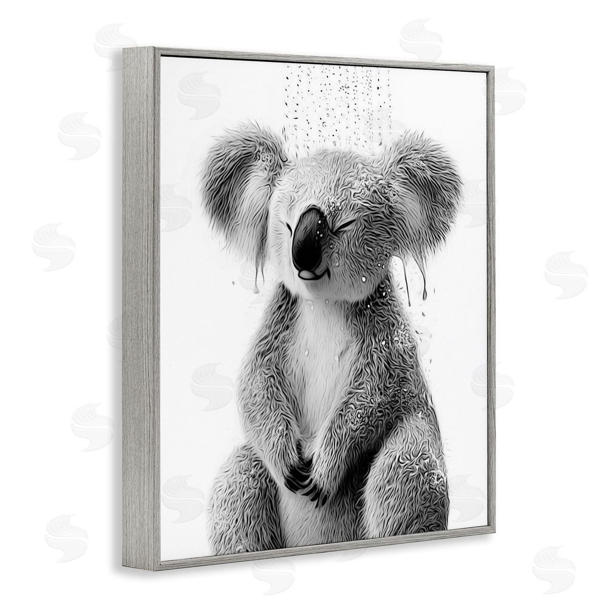 Annalisa Latella Koala Bathroom Splash Gray Framed Giclee Wall Artside_
