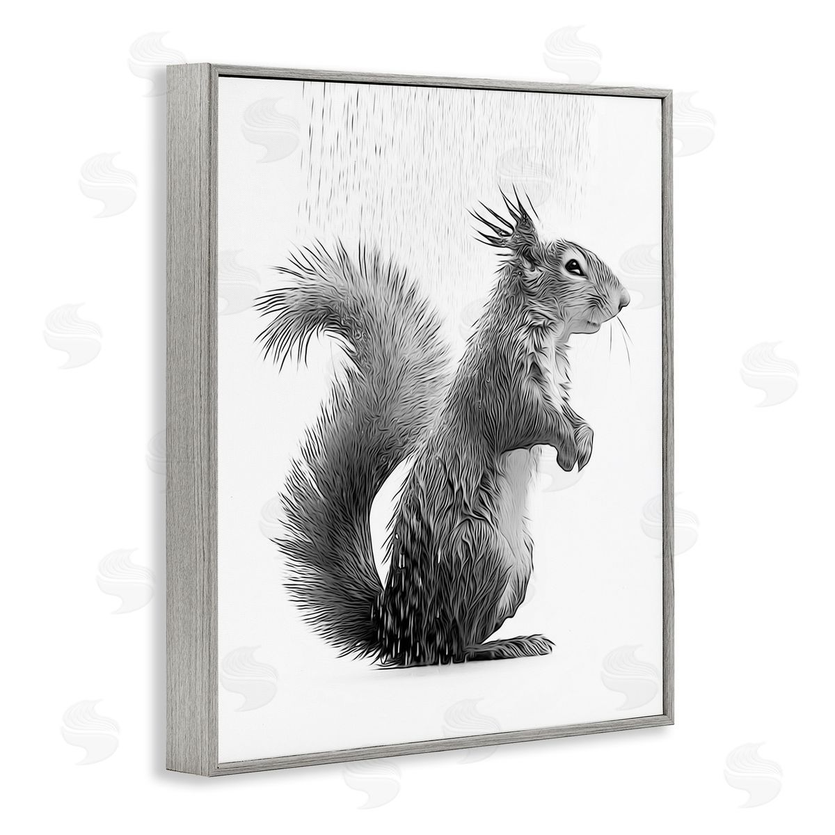 Annalisa Latella Squirrel Bathroom Splash Gray Framed Giclee Wall Artside_