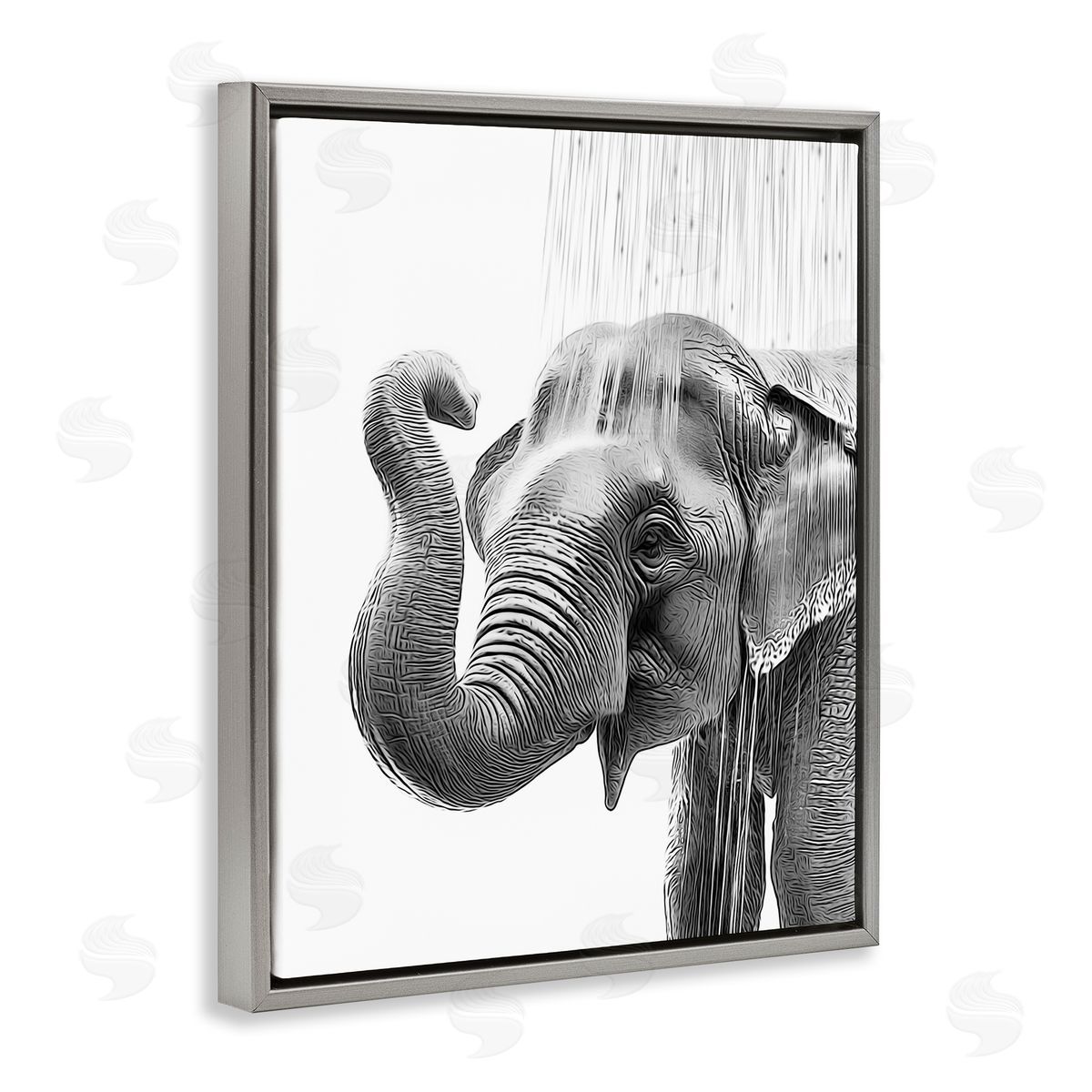 Annalisa Latella Elephant Bathroom Splash Gray Floater Frame Canvas Artside_