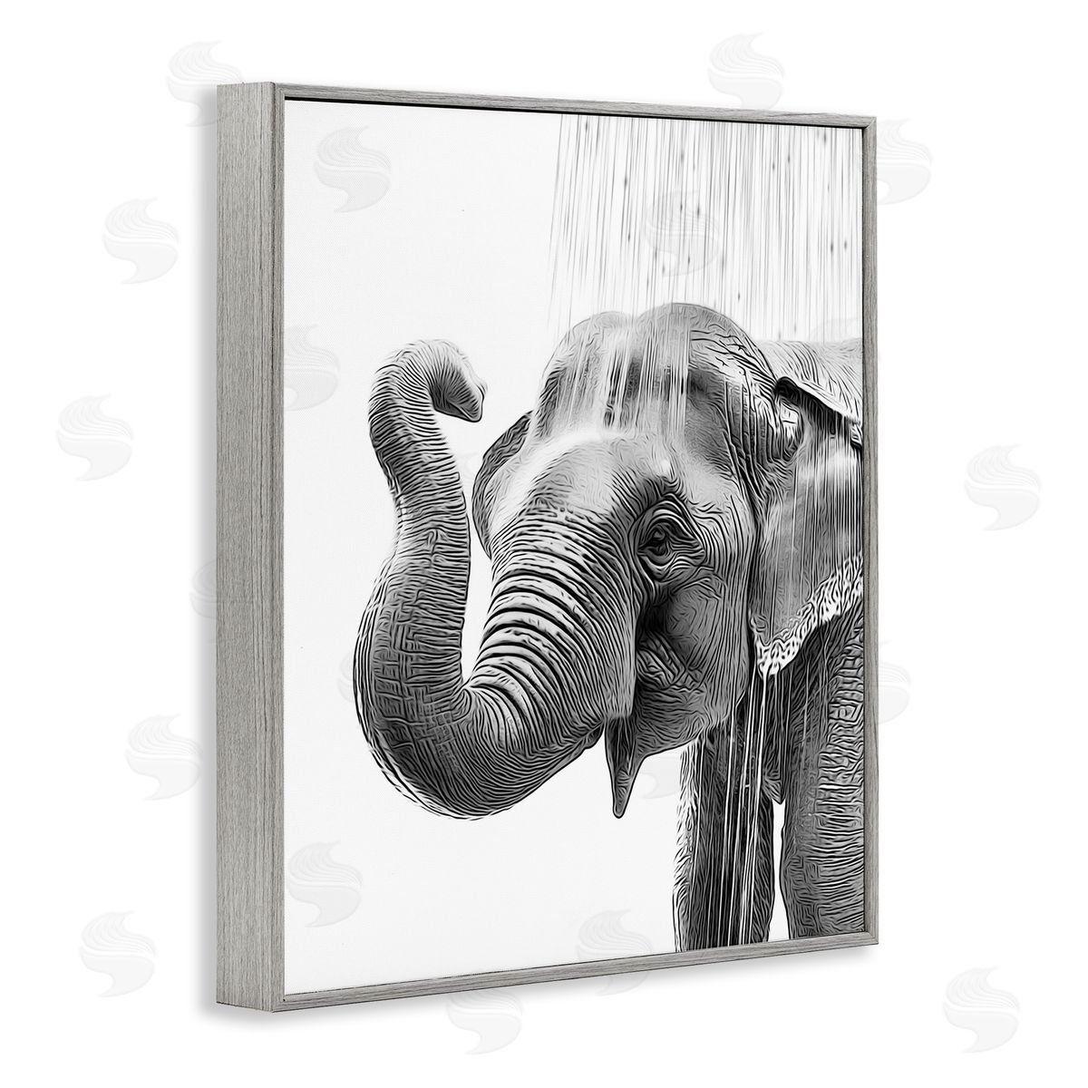 Annalisa Latella Elephant Bathroom Splash Gray Framed Giclee Wall Artside_