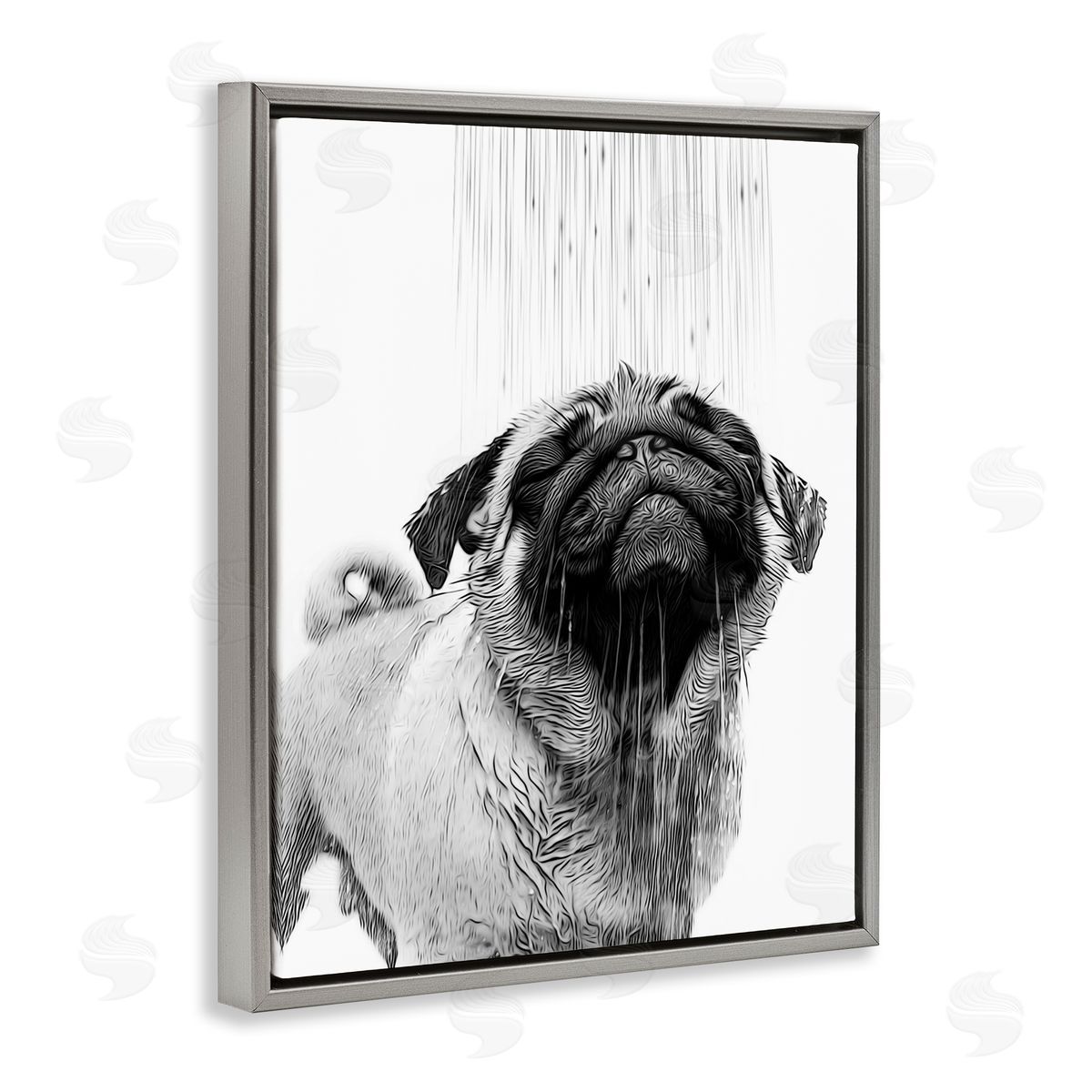 Annalisa Latella Pug Bathroom Splash Gray Floater Frame Canvas Artside_