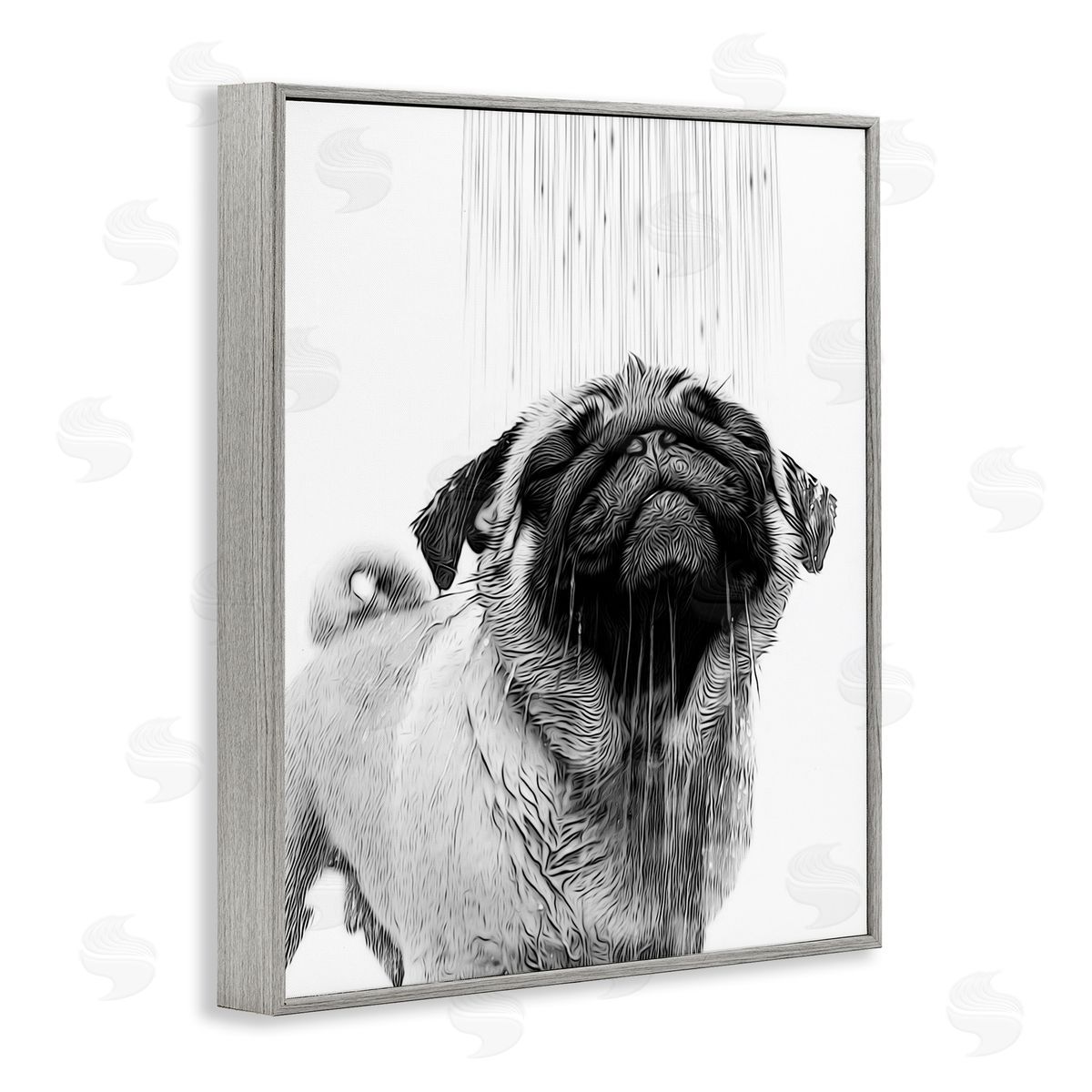 Annalisa Latella Pug Bathroom Splash Gray Framed Giclee Wall Artside_