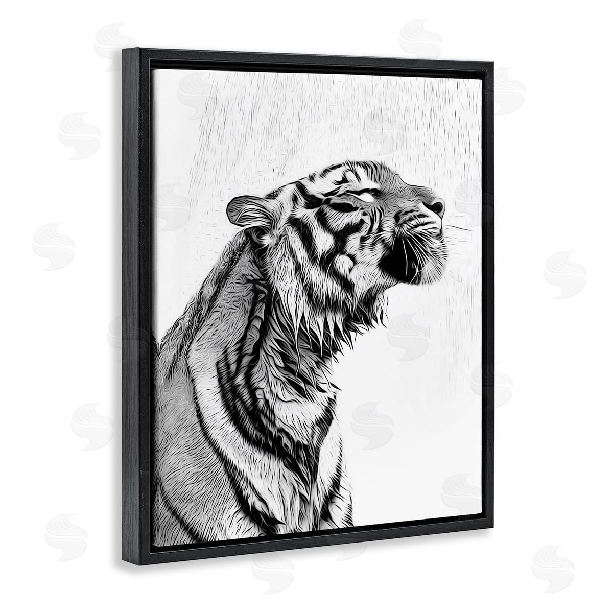 Annalisa Latella Tiger Bathroom Splash Black Floater Frame Canvas Artside_
