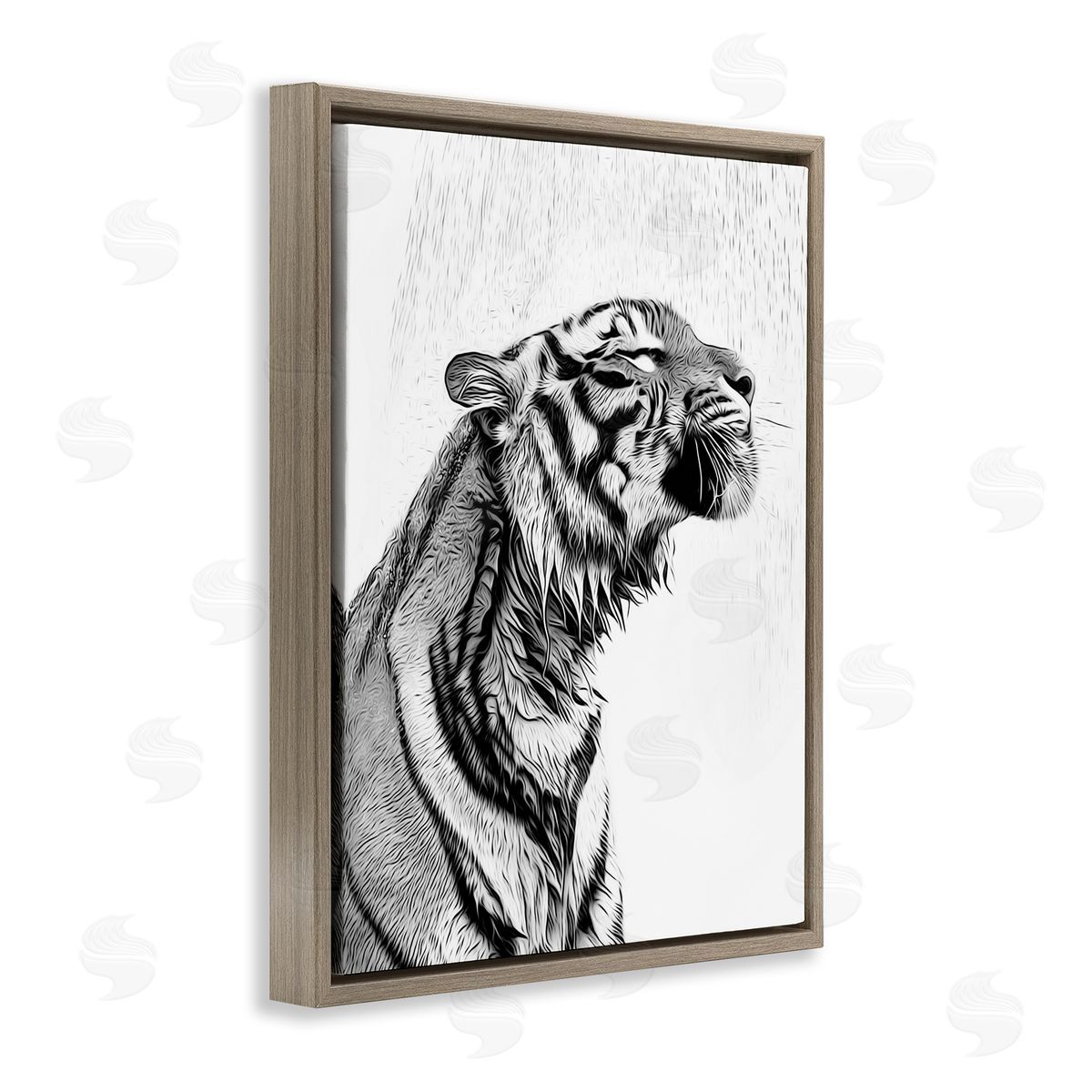 Annalisa Latella Tiger Bathroom Splash Brown Floater Frame Canvas Artside_