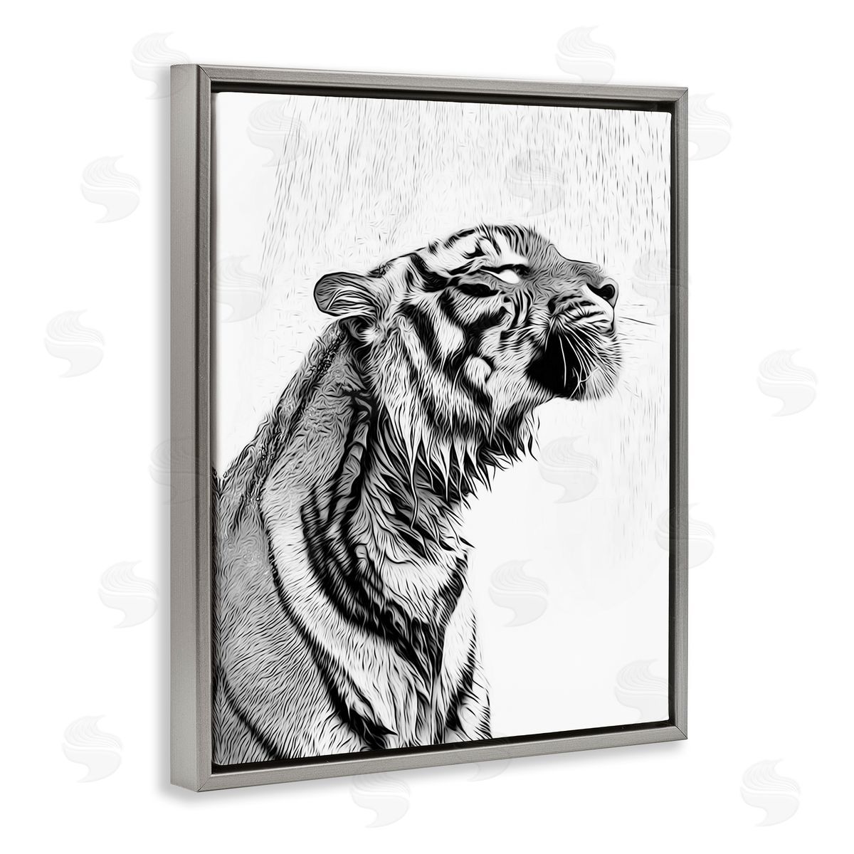 Annalisa Latella Tiger Bathroom Splash Gray Floater Frame Canvas Artside_