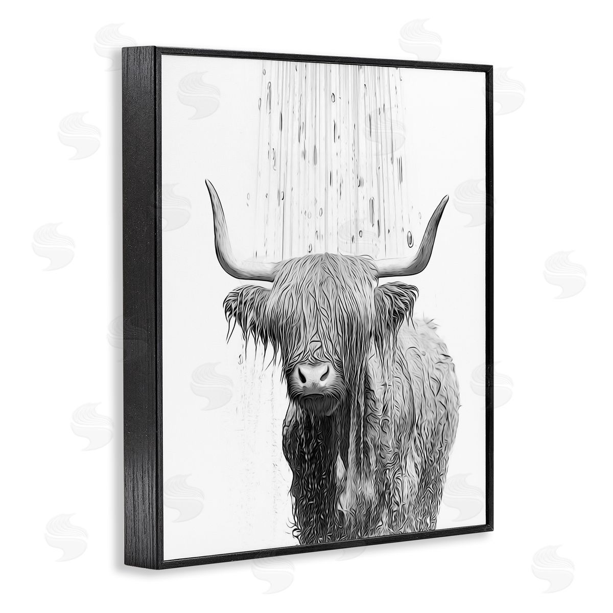 Annalisa Latella Cattle Bathroom Splash Black Framed Giclee Wall Artside_