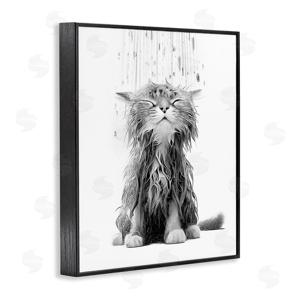 Annalisa Latella Kitten Bathroom Splash Black Framed Giclee Wall Artside_