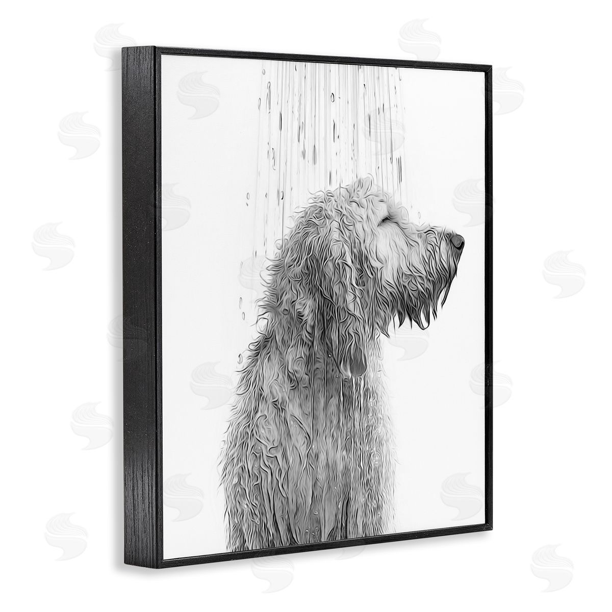 Annalisa Latella Dog Bathroom Splash Black Framed Giclee Wall Artside_