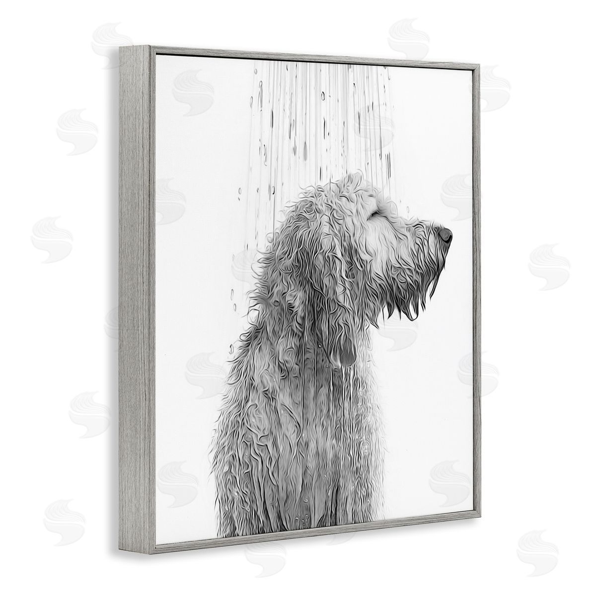 Annalisa Latella Dog Bathroom Splash Gray Framed Giclee Wall Artside_
