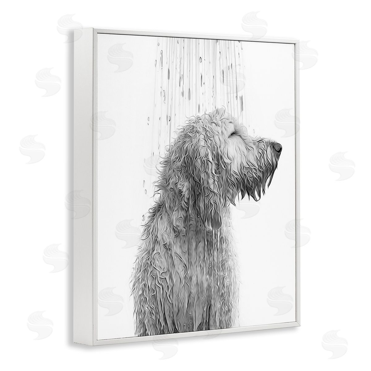 Annalisa Latella Dog Bathroom Splash White Framed Giclee Wall Artside_