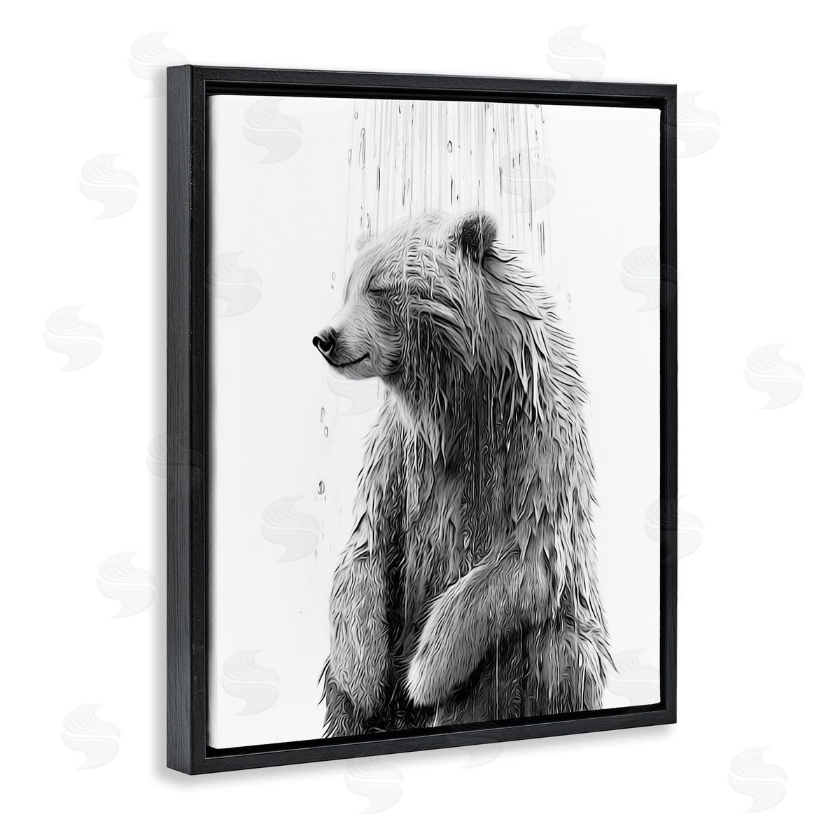Annalisa Latella Bear Water Splash Black Floater Frame Canvas Artside_