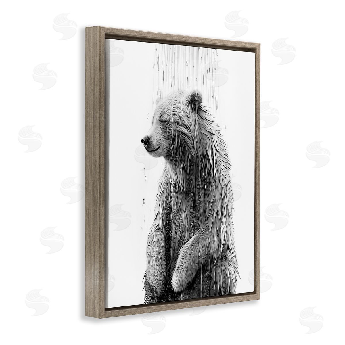 Annalisa Latella Bear Water Splash Brown Floater Frame Canvas Artside_