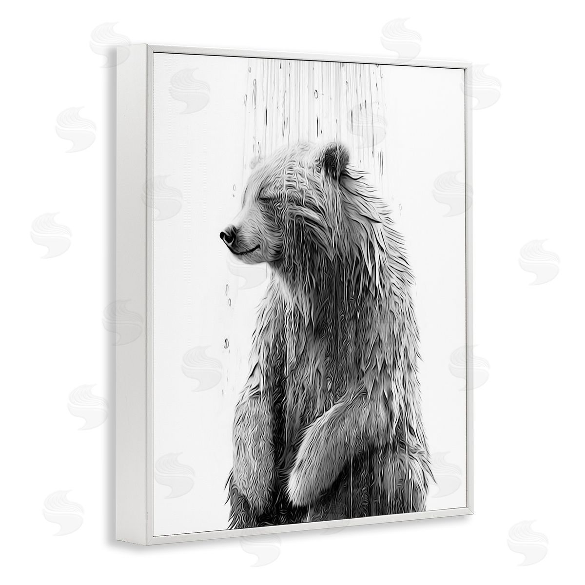 Annalisa Latella Bear Water Splash White Framed Giclee Wall Artside_