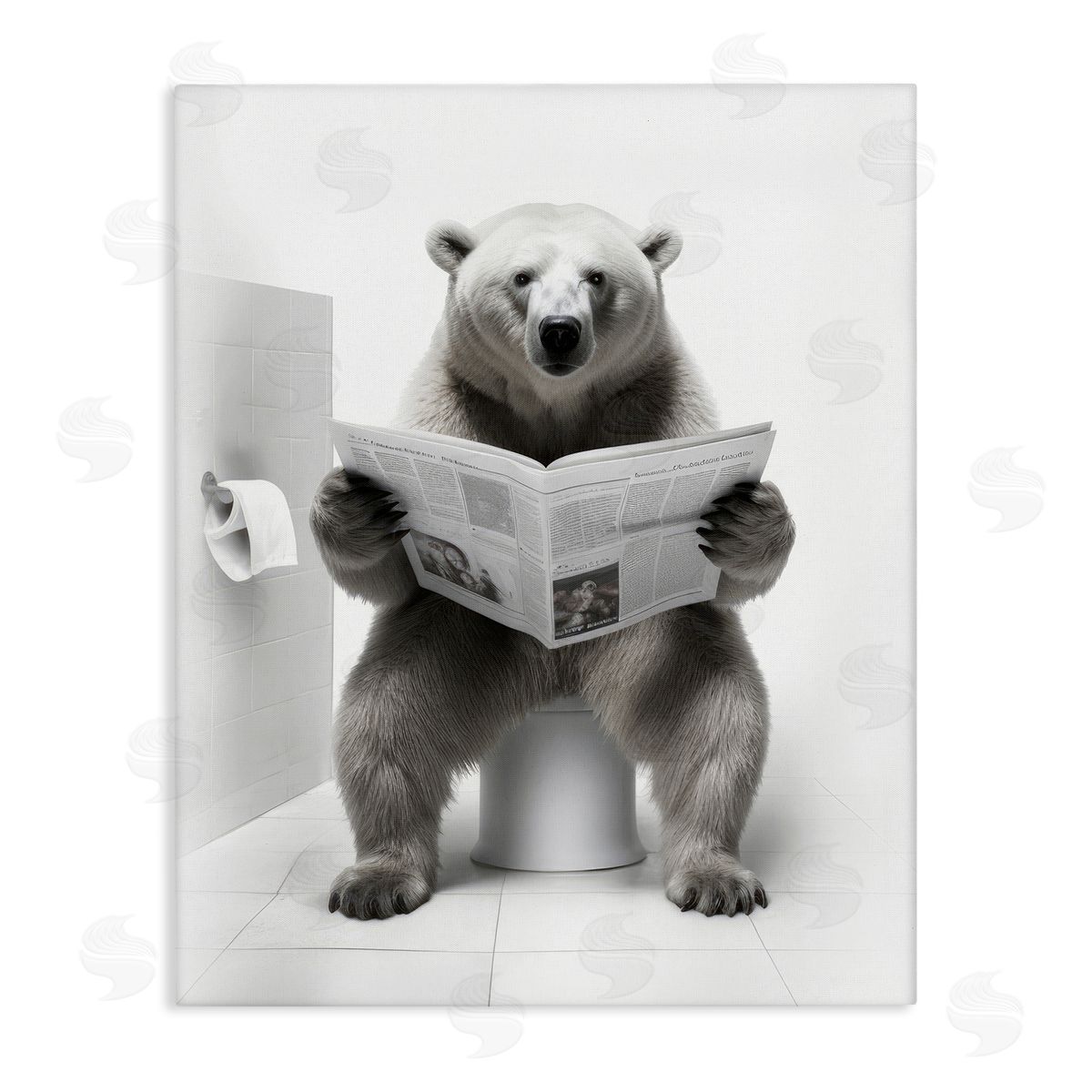Lazar Studio Bear Reading Newspaper Canvas Wall Art