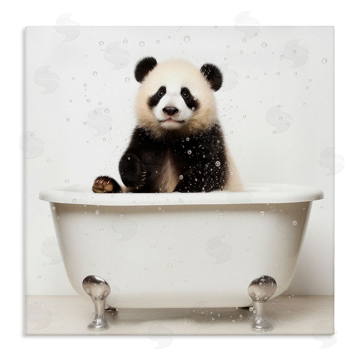 Lazar Studio Panda Bathtub Bubbles Canvas Wall Art