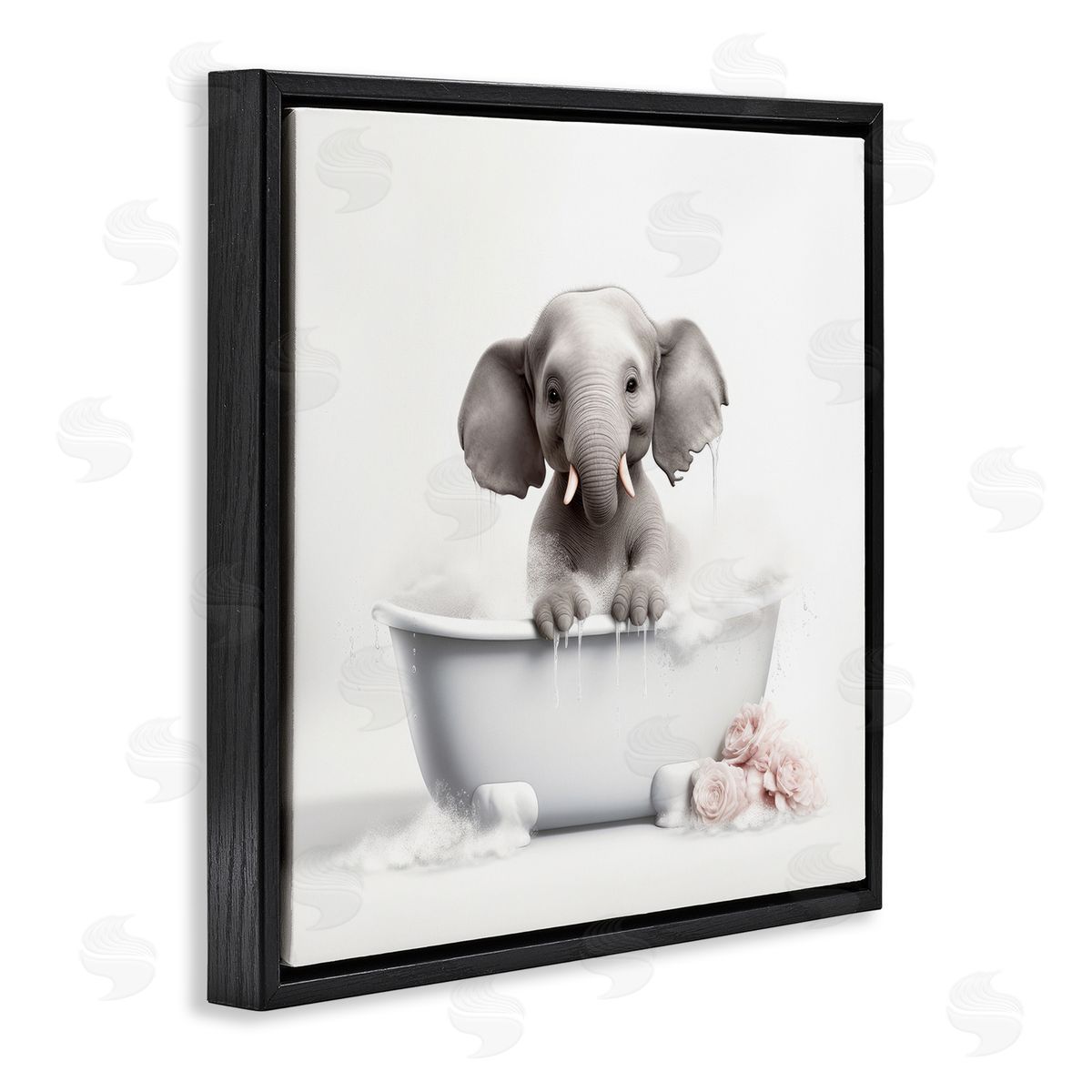 Lazar Studio Baby Elephant Bath Black Floater Frame Canvas Artside_