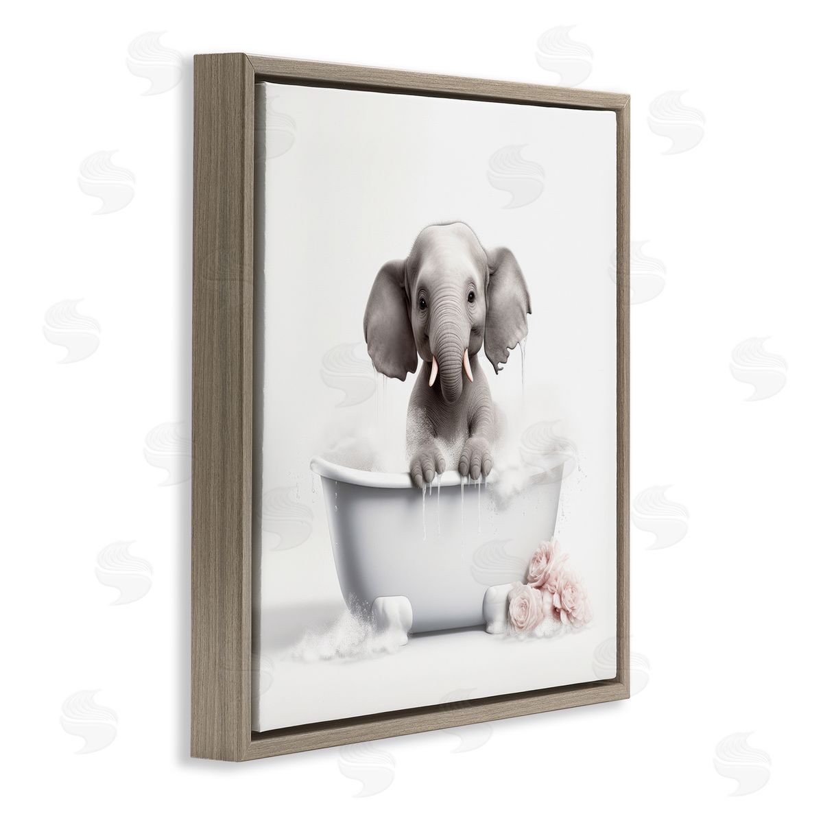 Lazar Studio Baby Elephant Bath Brown Floater Frame Canvas Artside_