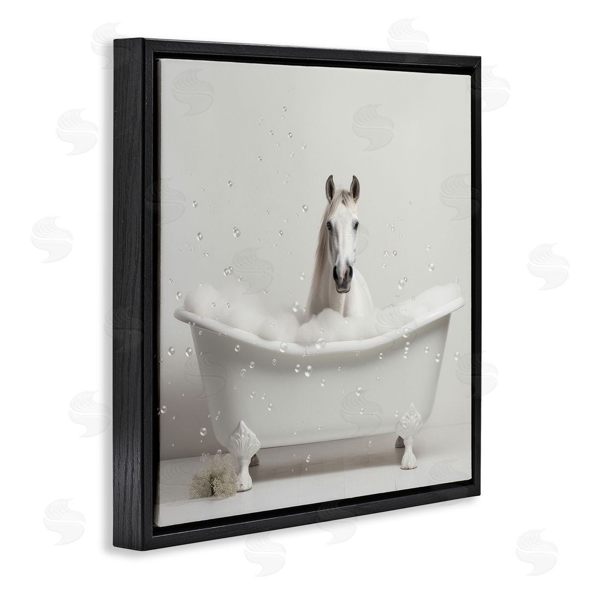 Lazar Studio Horse Bubble Bath Black Floater Frame Canvas Artside_
