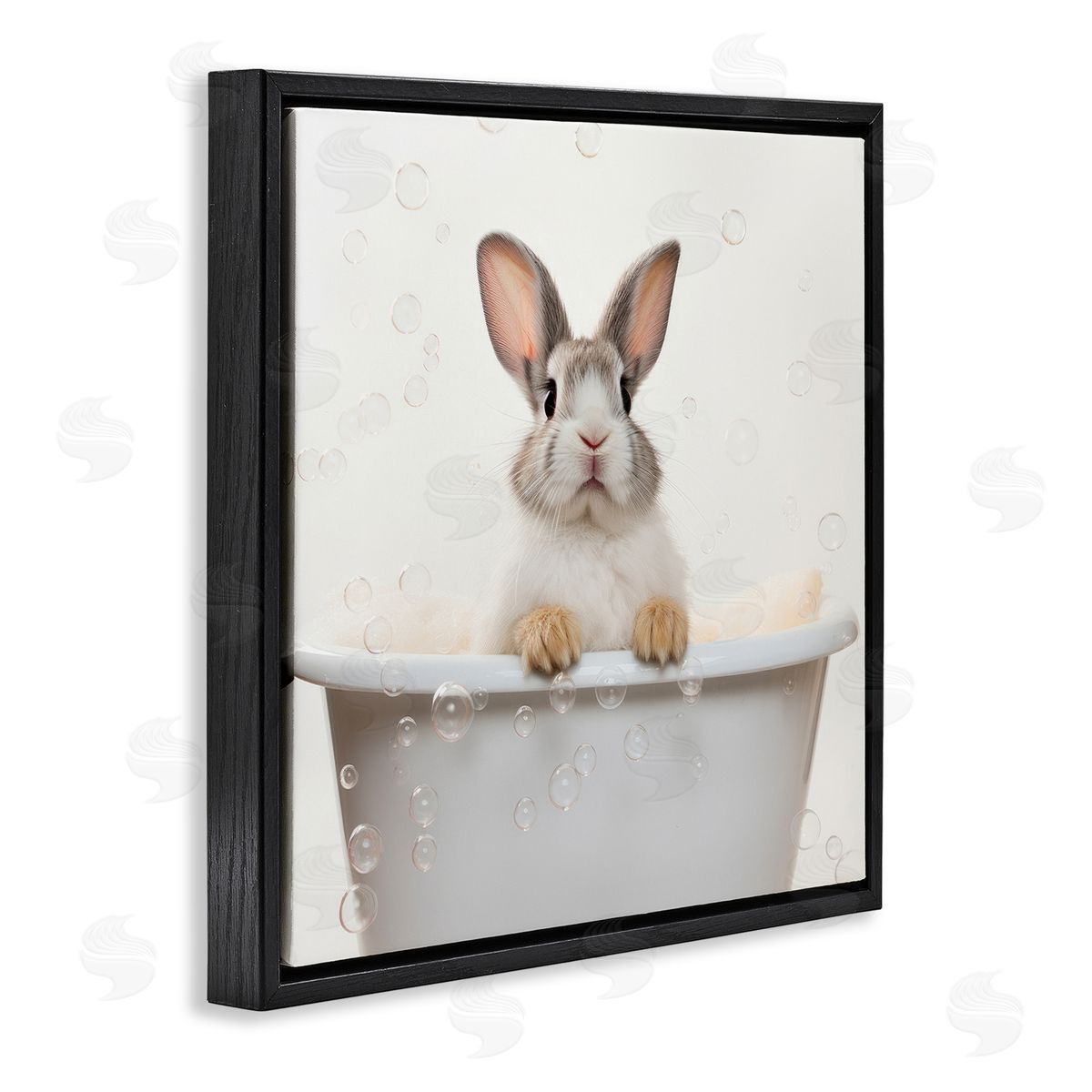 Lazar Studio Rabbit Bubble Bath Black Floater Frame Canvas Artside_
