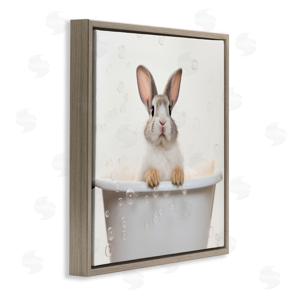 Lazar Studio Rabbit Bubble Bath Brown Floater Frame Canvas Artside_