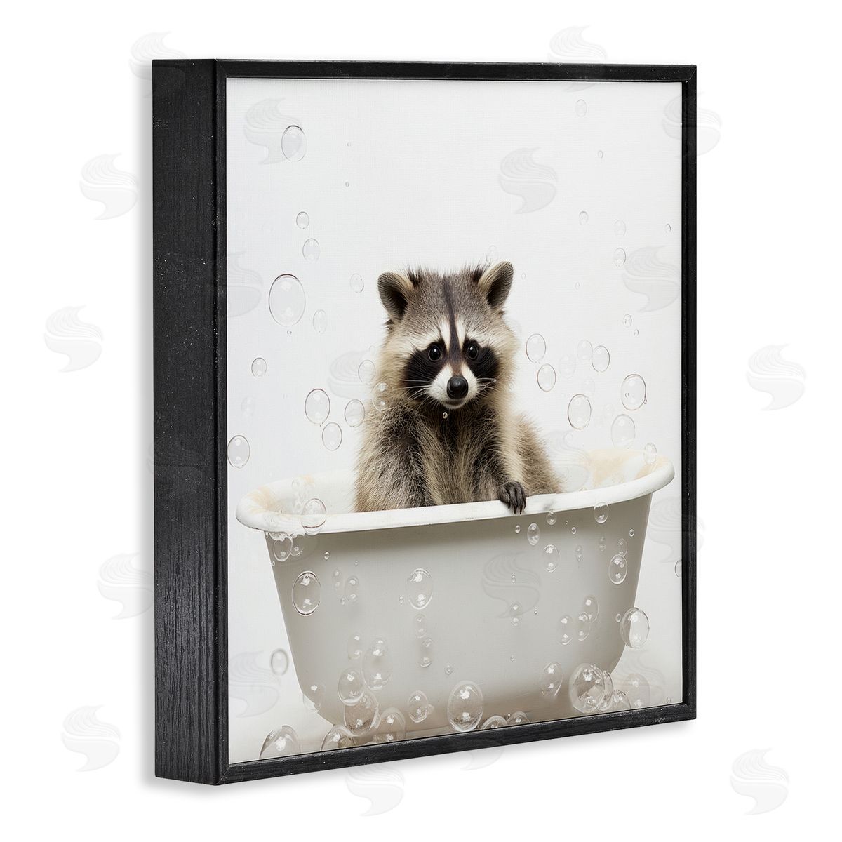 Lazar Studio Raccoon Bubble Bath Black Framed Giclee Wall Artside_