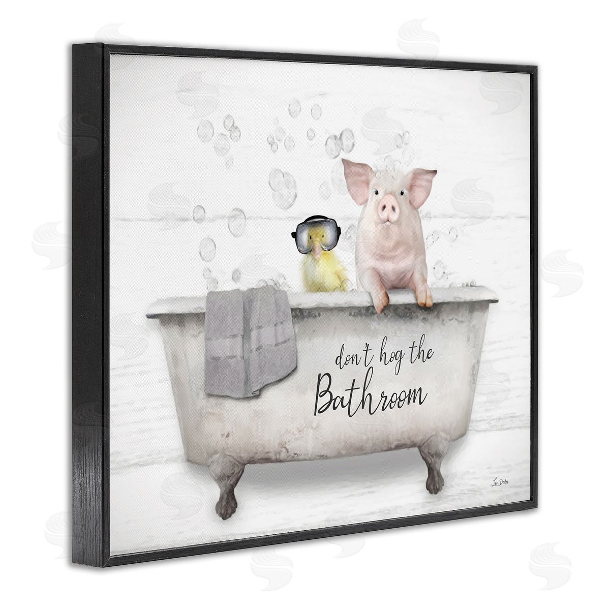 Don't Hog Bathroom Black Frame Print Wall Art, Home Decor by Lori Deiter