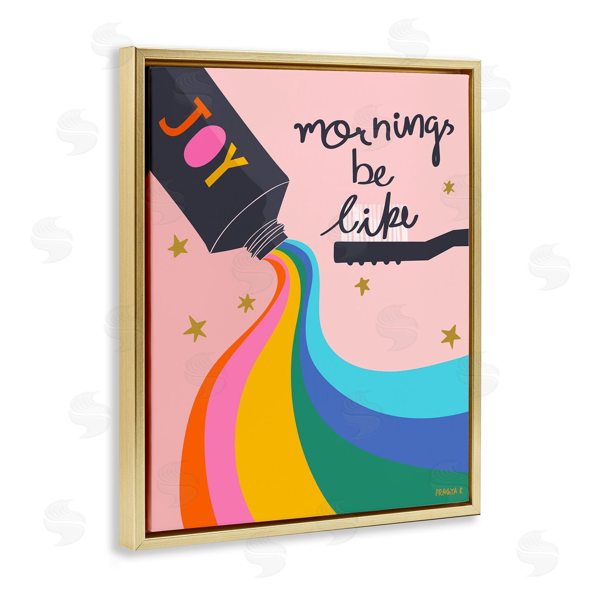 Pragya Kothari Mornings Be Like Bathroom Gold Floater Frame Canvas Artside_
