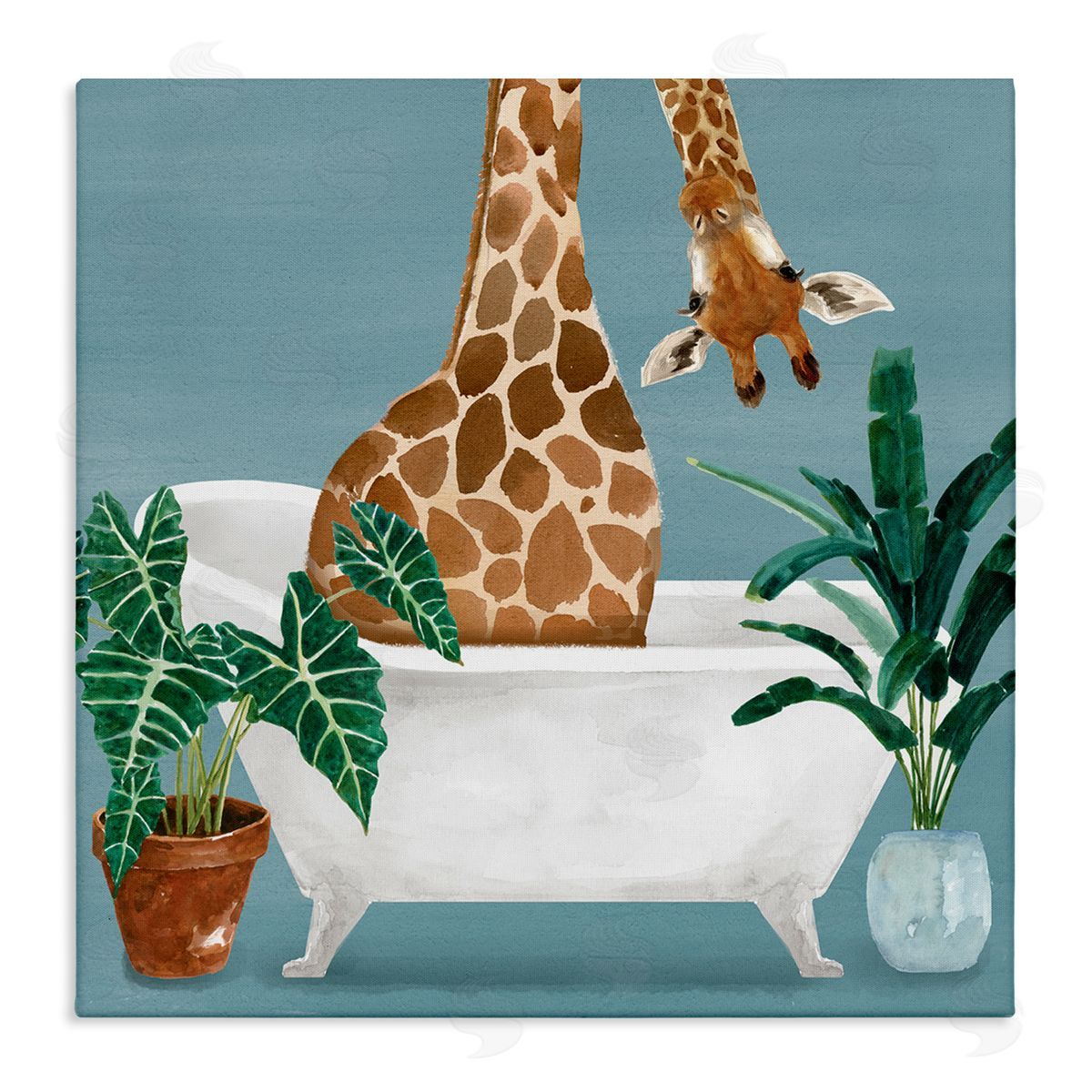 Masey St. Studios Botanical Bathroom Giraffe Canvas Wall Art
