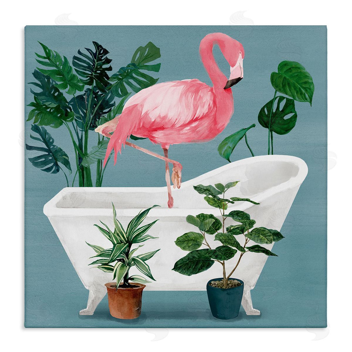 Masey St. Studios Botanical Flamingo Bathroom Canvas Wall Art