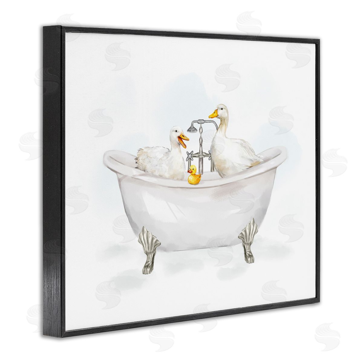 Ziwei Li Ducks in Bathtub Black Framed Giclee Wall Artside_