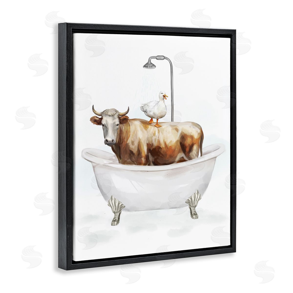 Ziwei Li Farm Animals Bathtub Black Floater Frame Canvas Artside_
