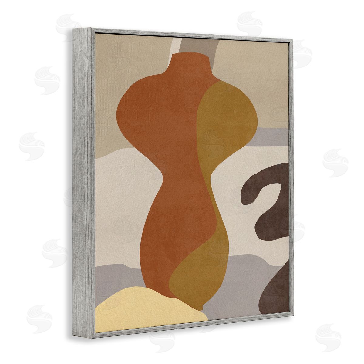 Melissa Wang Earthy Boho Vase Gray Framed Giclee Wall Artside_