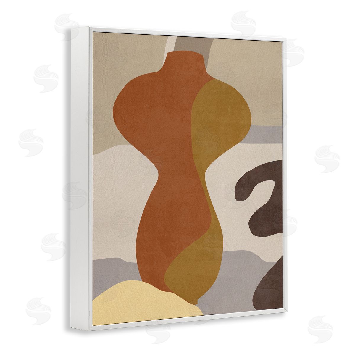 Melissa Wang Earthy Boho Vase White Framed Giclee Wall Artside_