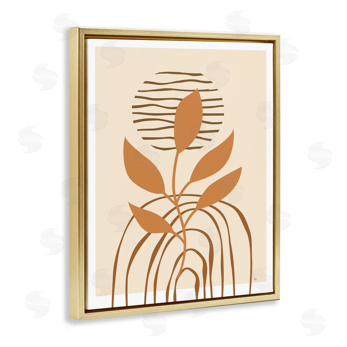 Martina Pavlova Earthy Boho Plant Gold Floater Frame Canvas Artside_