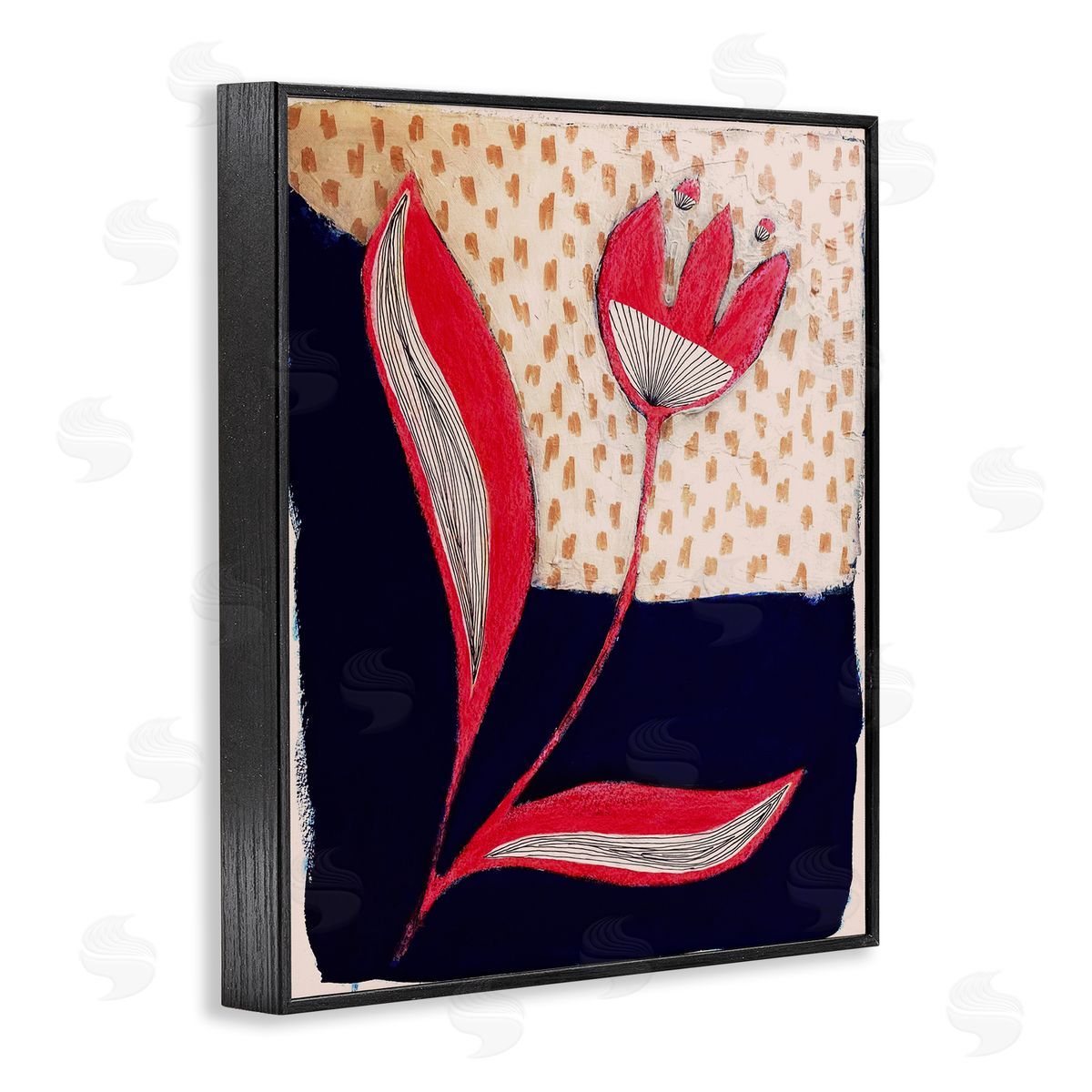 Birgit Maria Kiennast Red Abstract Flower Black Framed Giclee Wall Artside_