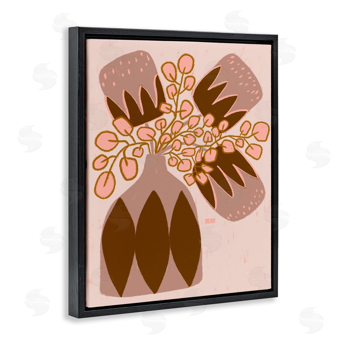 Birgit Maria Kiennast Boho Patterned Vase Black Floater Frame Canvas Artside_