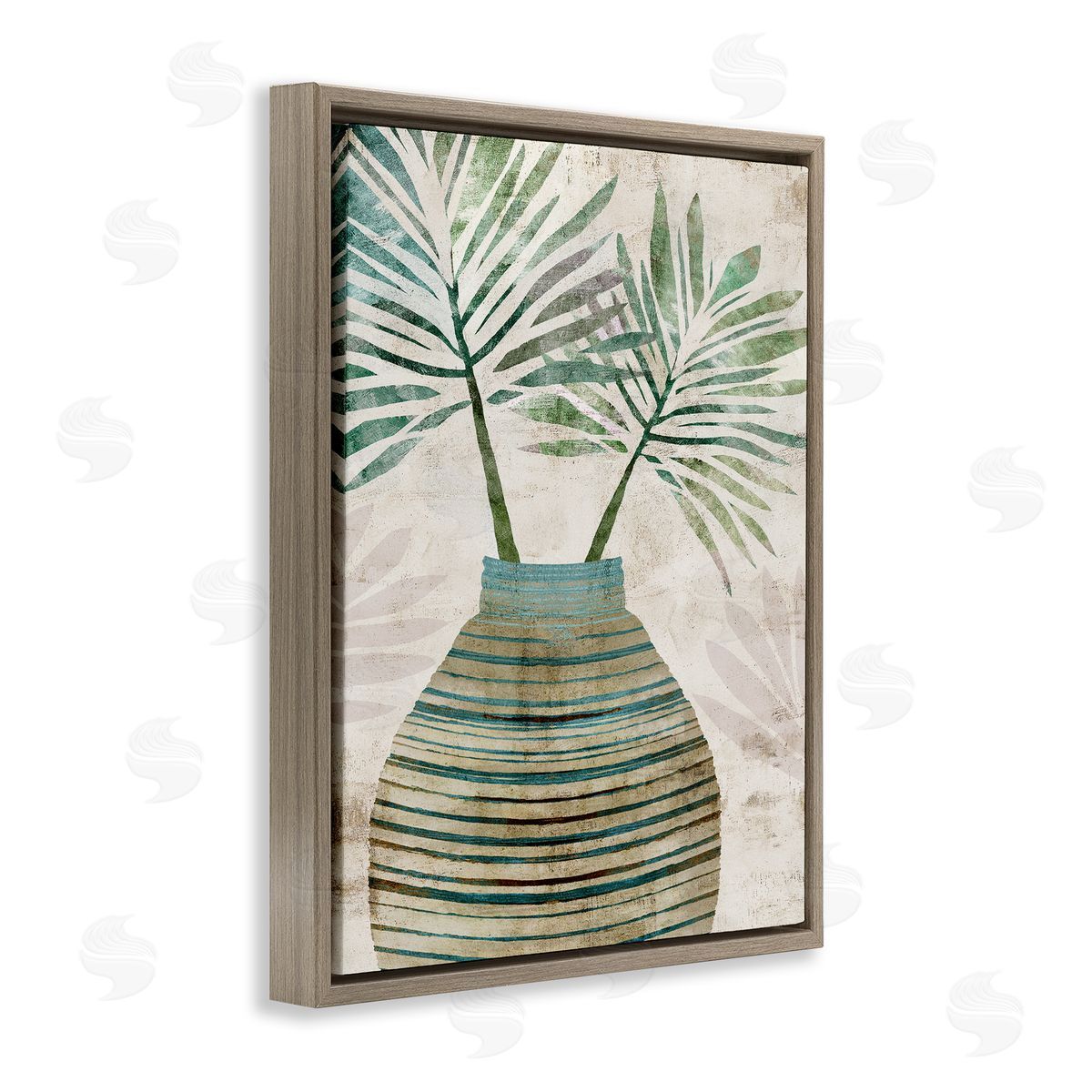 Flora Kouta Rustic Boho Botanicals Brown Floater Frame Canvas Artside_