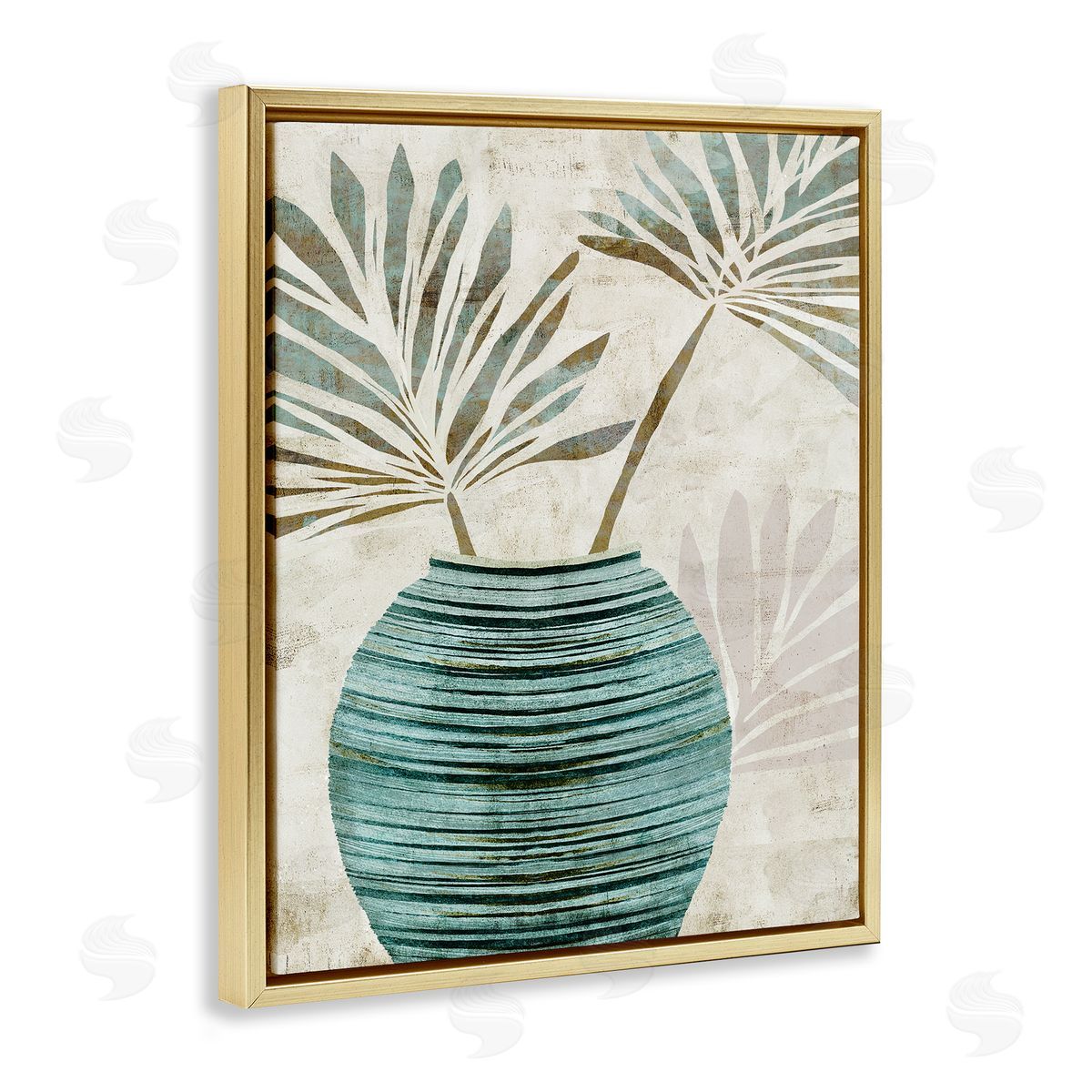 Flora Kouta Boho Plant Vase Gold Floater Frame Canvas Artside_
