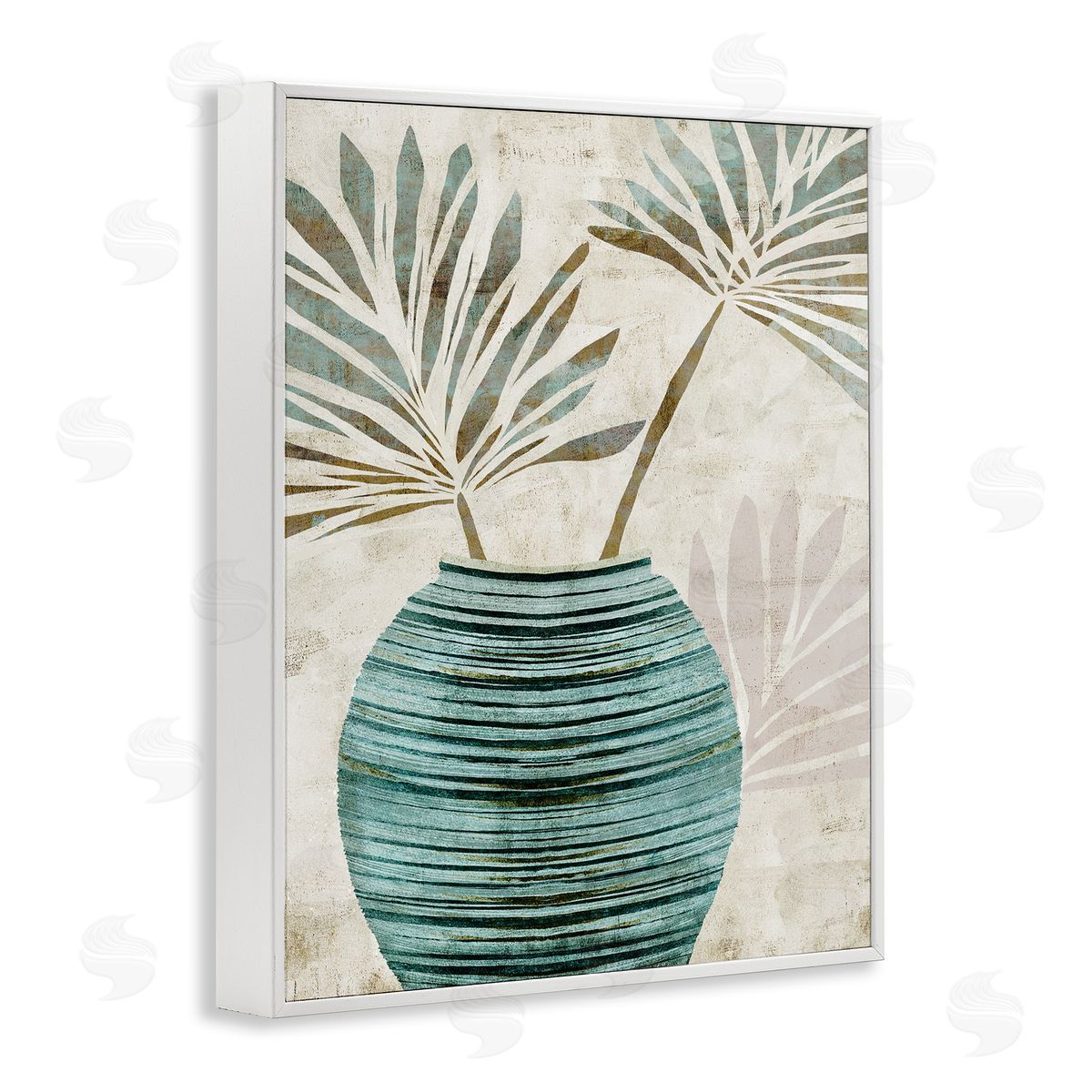 Flora Kouta Boho Plant Vase White Framed Giclee Wall Artside_