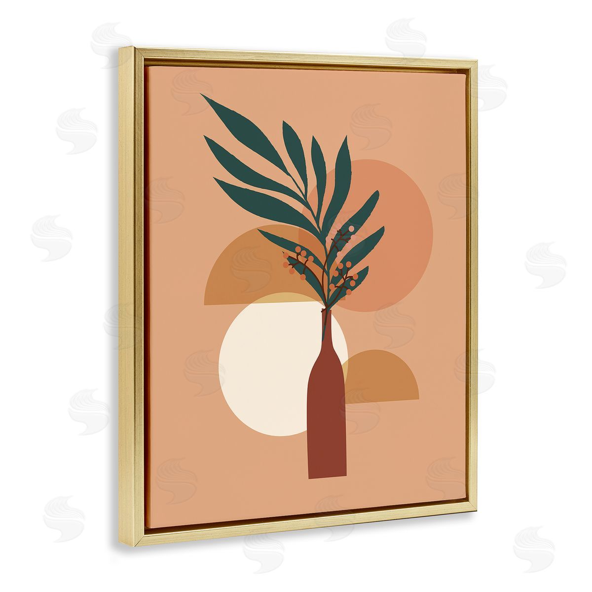 Arctic Frame Botanical Leaf & Shapes Gold Floater Frame Canvas Artside_