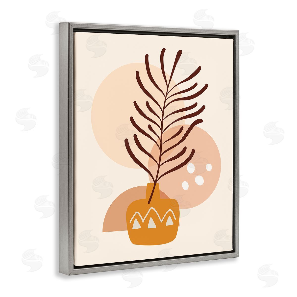 Arctic Frame Geometric Boho Botanical Gray Floater Frame Canvas Artside_