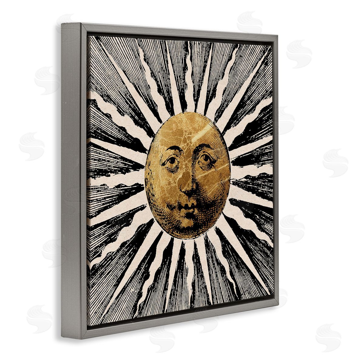 Stupell Studio Bohemian Sun Rays Gray Floater Frame Canvas Artside_
