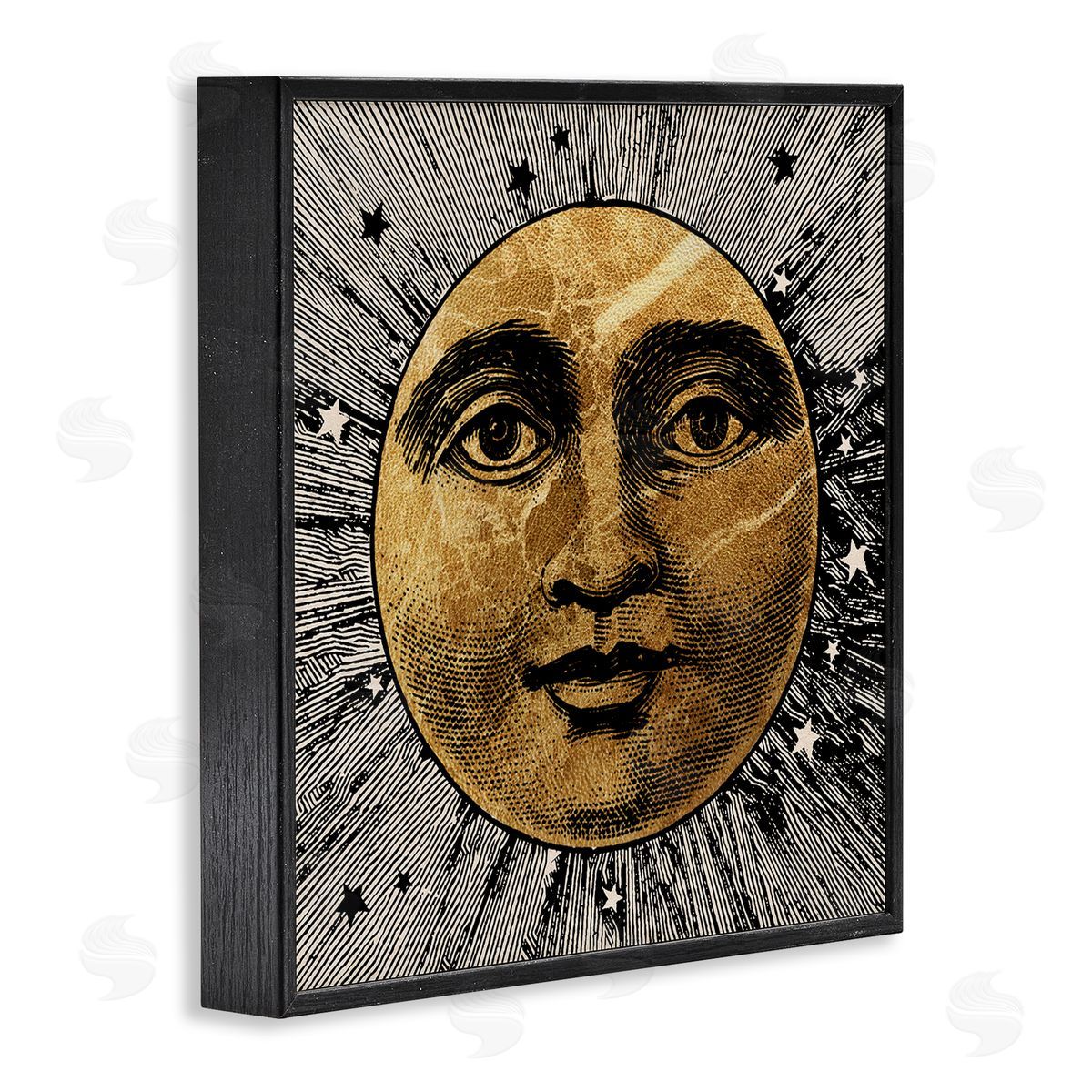 Stupell Studio Detailed Moon Face Black Framed Giclee Wall Artside_