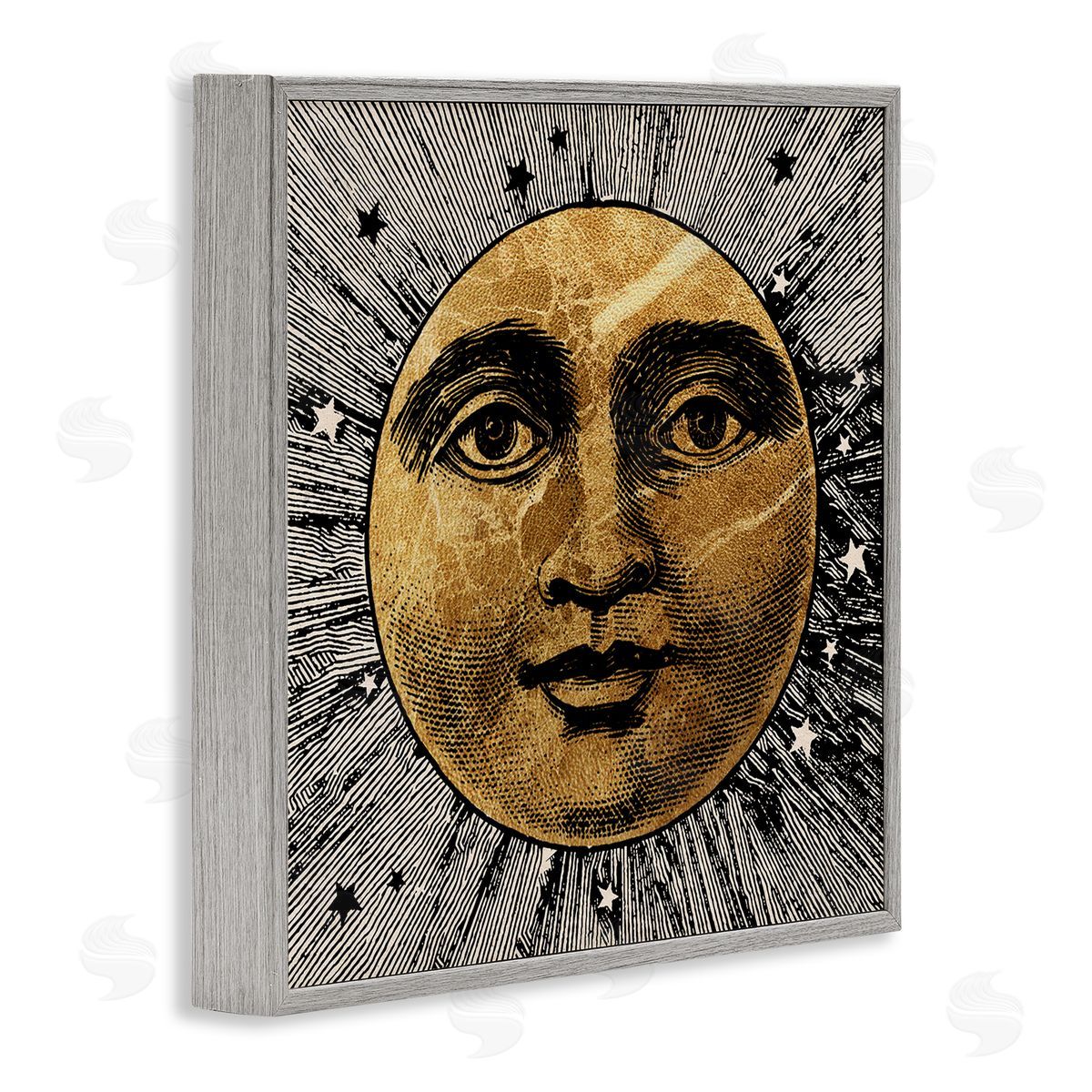 Stupell Studio Detailed Moon Face Gray Framed Giclee Wall Artside_