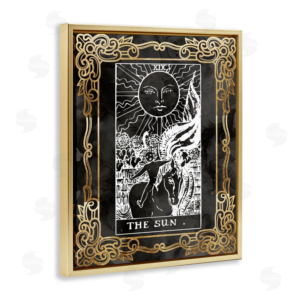 Stupell Studio Patterned Sun Tarot Gold Floater Frame Canvas Artside_