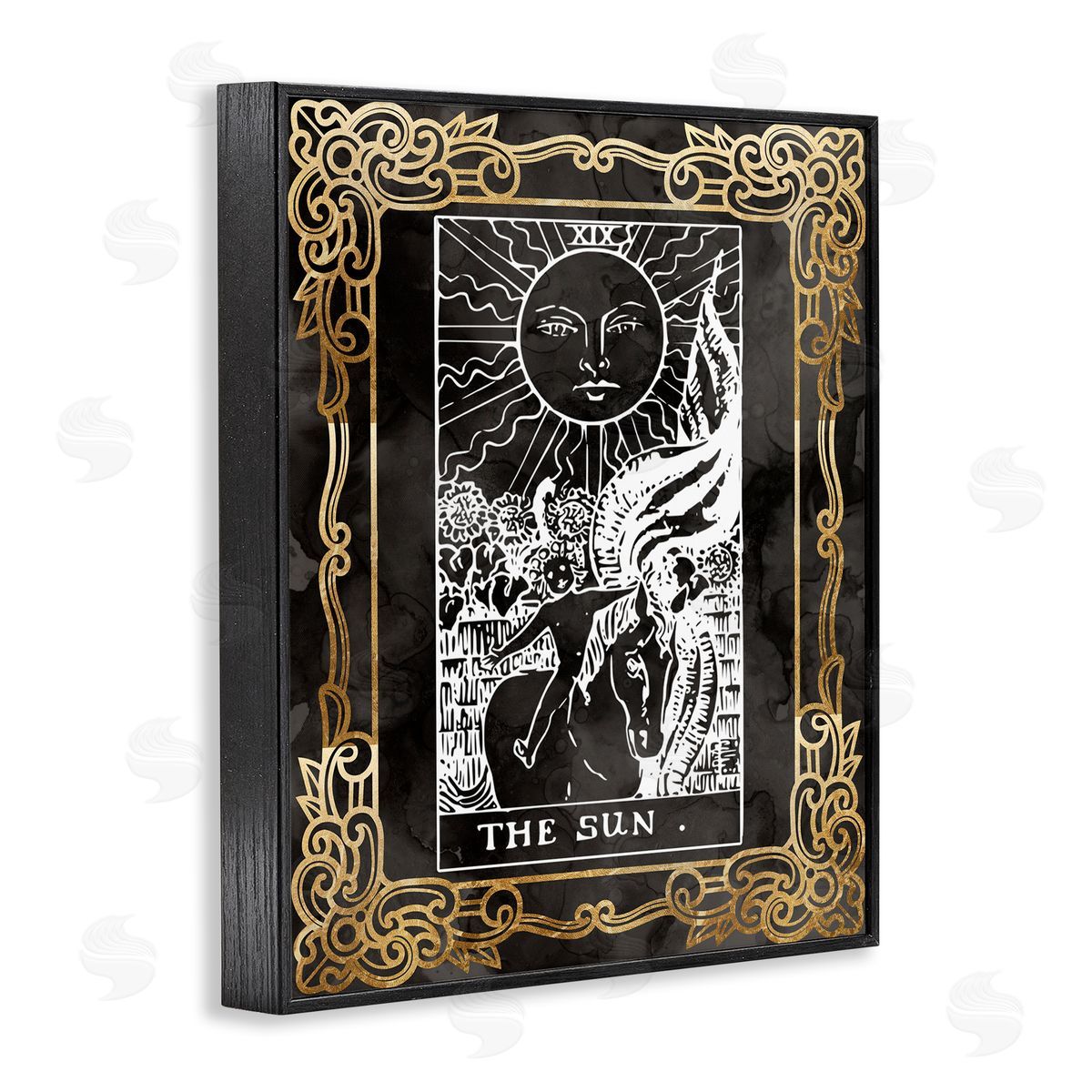 Stupell Studio Patterned Sun Tarot Black Framed Giclee Wall Artside_