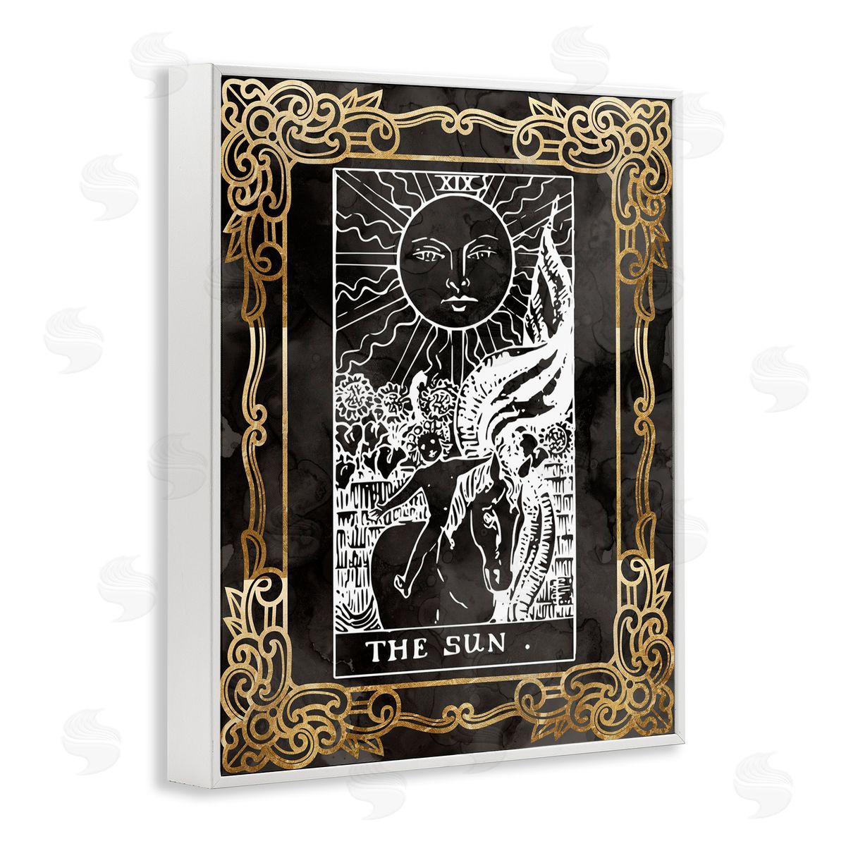 Stupell Studio Patterned Sun Tarot White Framed Giclee Wall Artside_