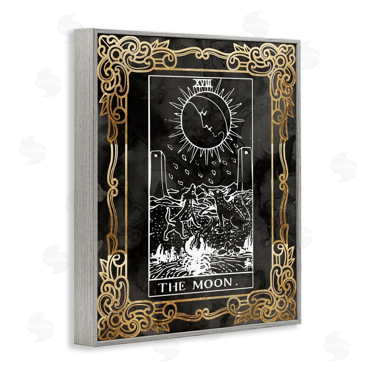 Stupell Studio Patterned Moon Tarot Gray Framed Giclee Wall Artside_